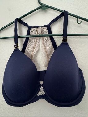 SOMA Navy Lace-Back T-Shirt Bra - Women Intimates 34DDD